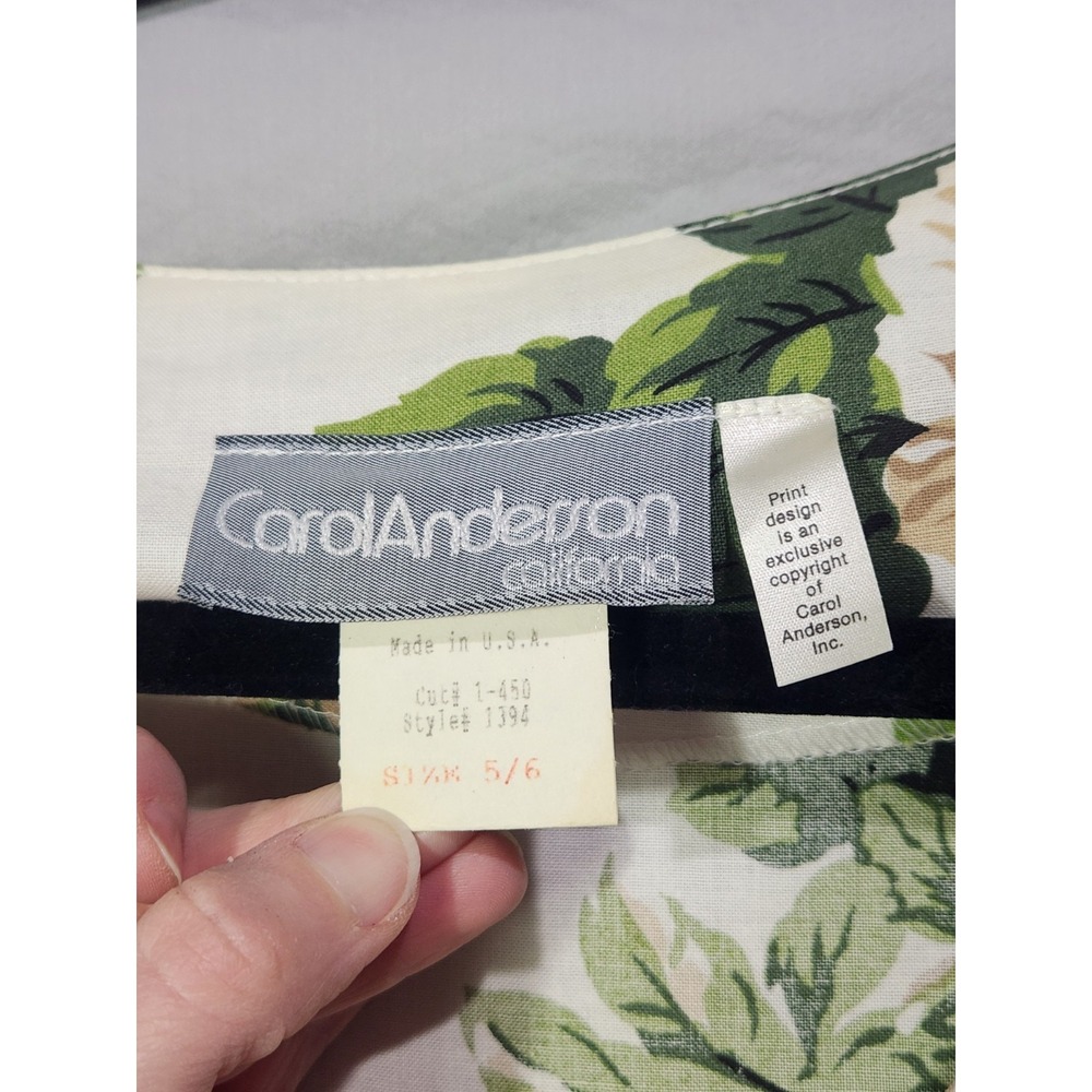 Carol Anderson‎ Floral Midi Dress Puff Sleeve Button Front Cottagecore Size 5/6 - Picture 5 of 10